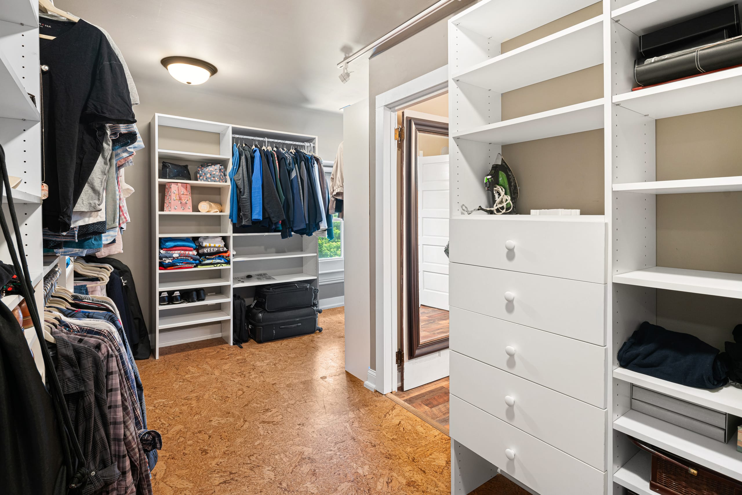 Custom walk-in closet with built-ins